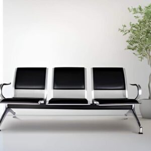 Black 3-Link Padded Waiting Bench