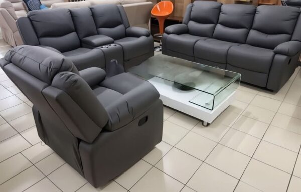 Grey Six-Seater Recliner Sofa - Image 2