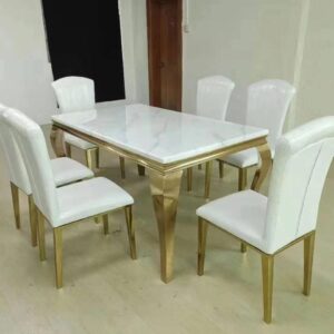 Six Seater Marble Dining Table Set