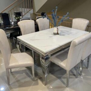 Six Seater Marble Dining Table Set