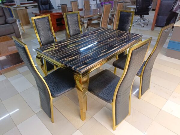 Six Seater Marble Dining Table Set - Image 6