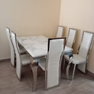 Six Seater Marble Dining Table Set