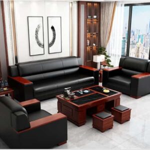 Five Seaters Leather Office Sofa