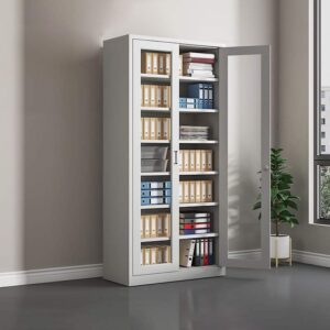 Heavy-Duty Steel Office Filing Cabinet – Glass Fronted