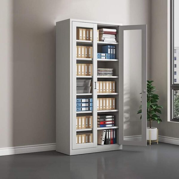 Heavy-Duty Steel Office Filing Cabinet – Glass Fronted