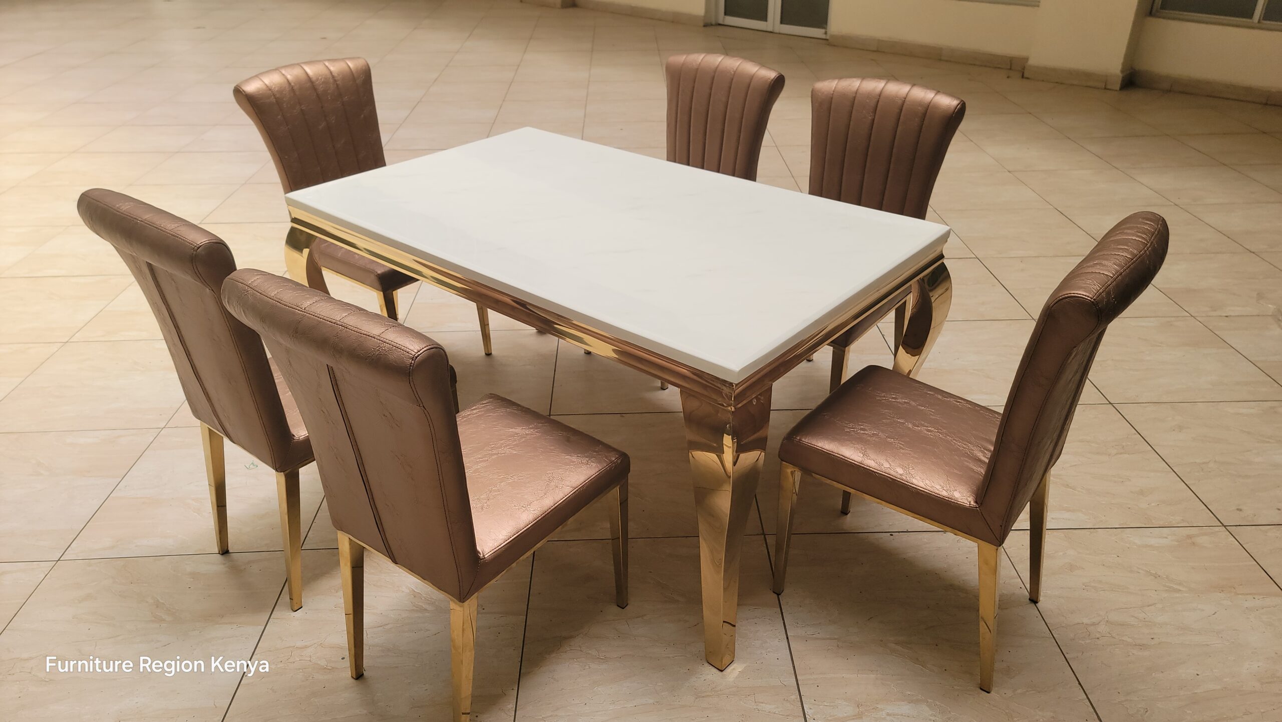 Dining Table ,Six Seater Mable Top - Image 4