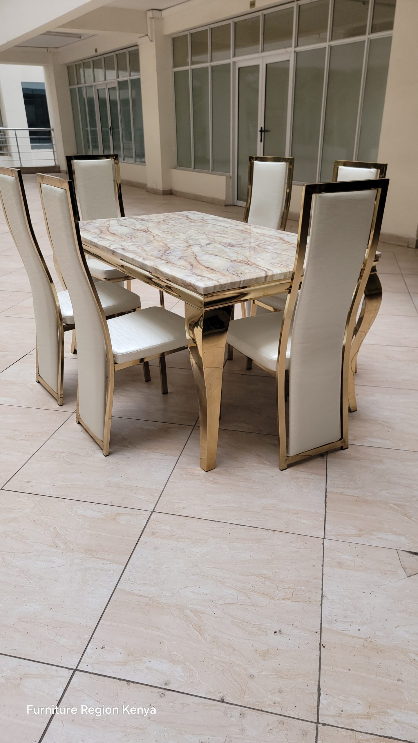 Mable Top, Six Seater Dining Table Set - Image 4