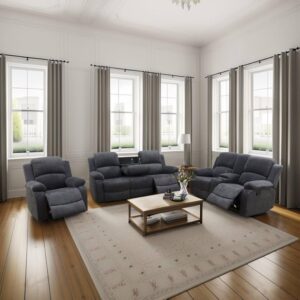 Six Seater Dark Gray Recliner Sofa