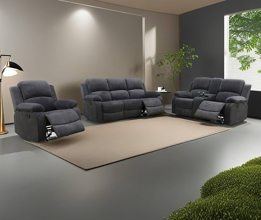 Six Seater Dark Gray Recliner Sofa - Image 2