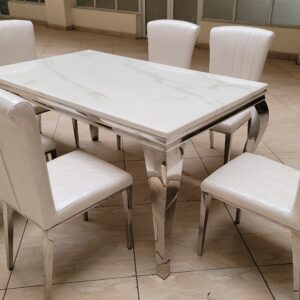 Six Seater Silver Dining Table Set