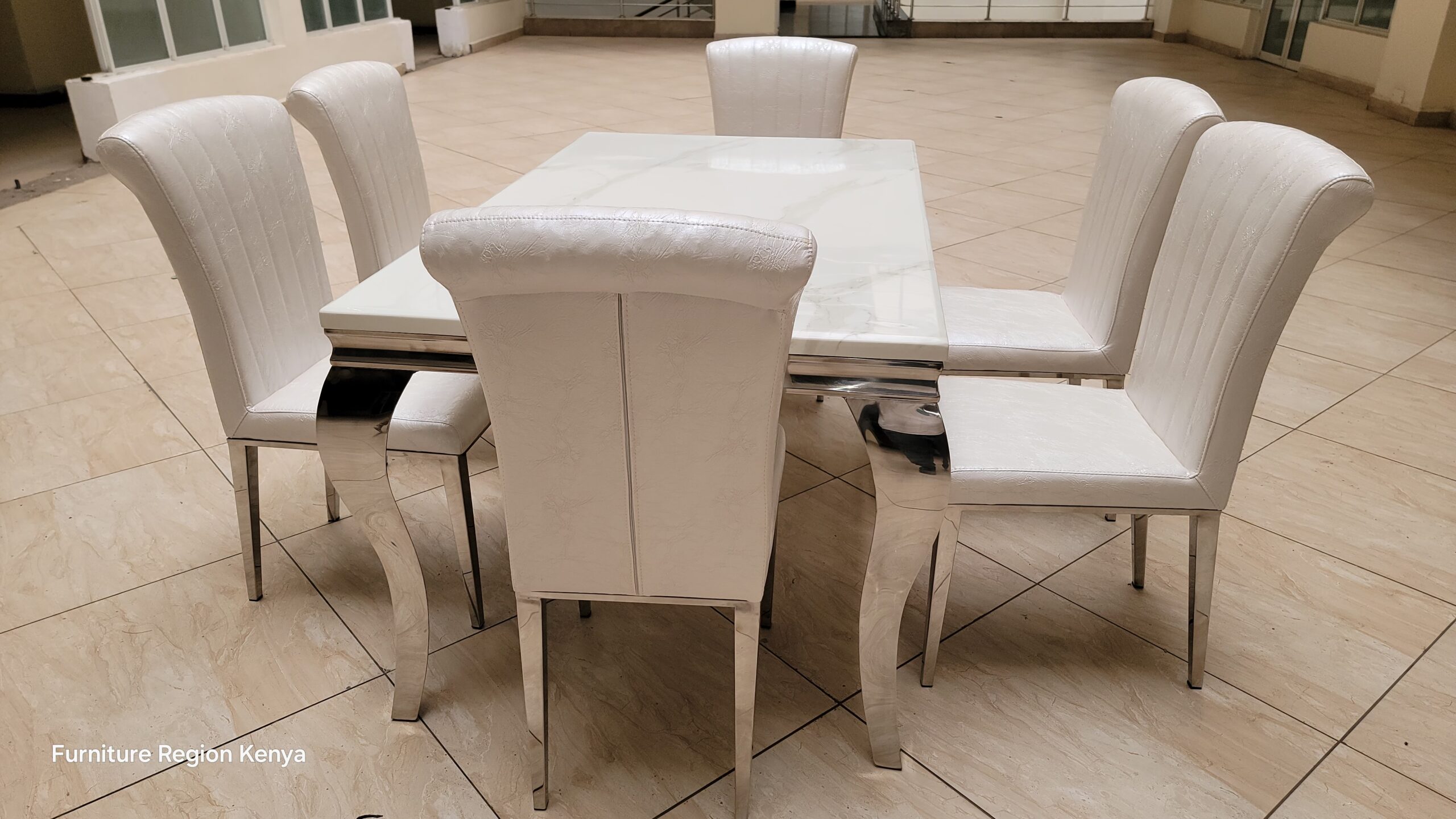Six Seater Silver Dining Table Set - Image 2